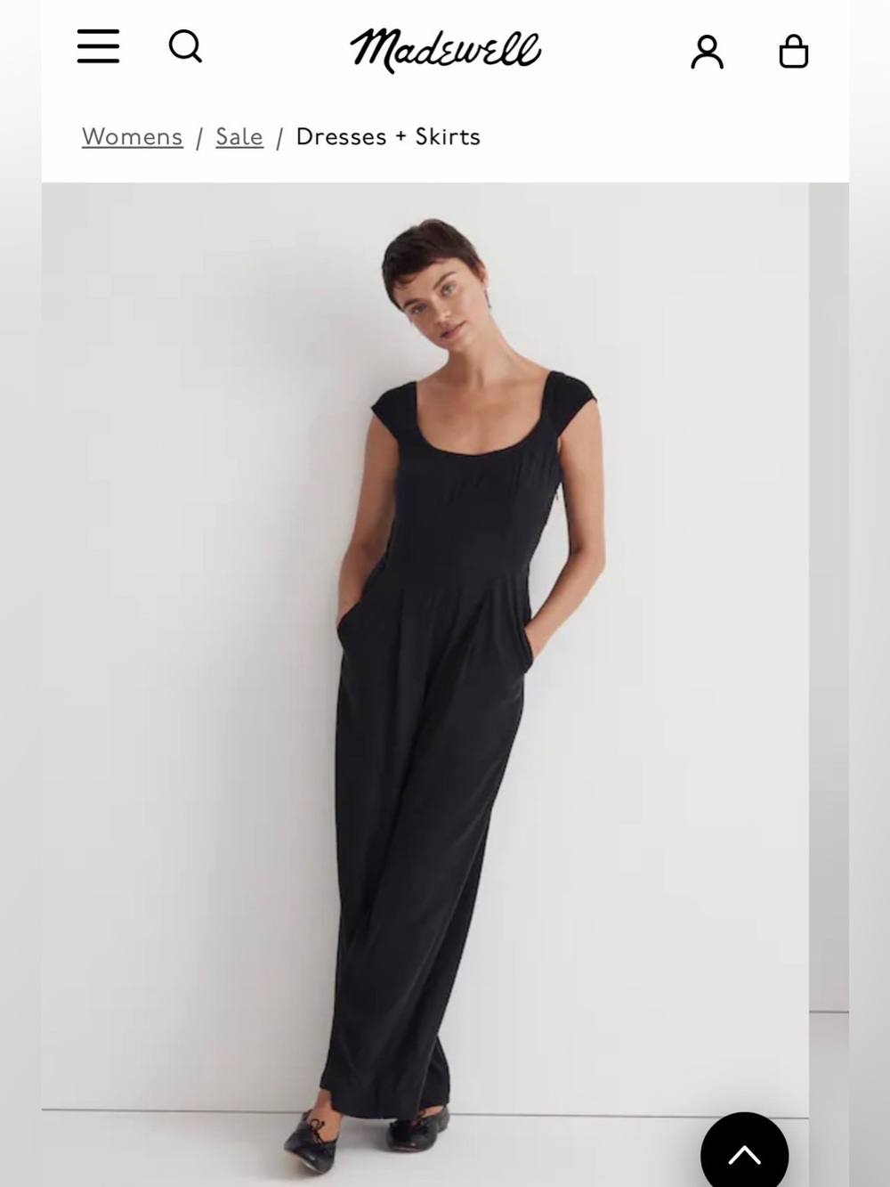 Madewell Cap-Sleeve Crop Wide-Leg Jumpsuit in Black Size 12